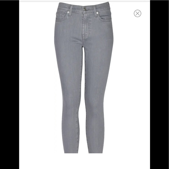 7 For All Mankind The Ankle Skinny Jeans Gray Distressed Size 28 - Picture 7 of 11